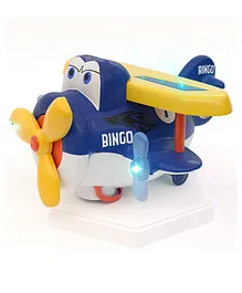 Funbee Bingo 360 Degree Bump & Go Rotating Aircraft Toys for Kids with Flashing Lights & Sounds - Dark Blue