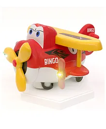 Funbee Bingo 360 Degree Bump & Go Rotating Aircraft Plane Toys for Kids with Flashing Lights & Sounds - Red