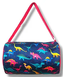 Li'll Pumpkins Swimming Gym Travel Duffle Round Bag with Side Zip Pocket  Dianosaur Printed - Blue