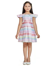 Peppermint Singlet Sleeves Cotton Striped Dress - Pink
