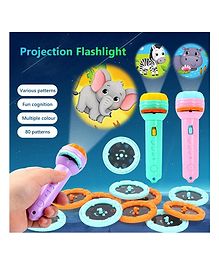 Akn Toys Mini Projector 6 Slids 48 Patterns Flashlight Torch Kids Projection Light Toy Education Learning Night Light Before Going to Bed Best Gift for Kids Sleeping Story Toys for Toddlers ( Color May Vary)