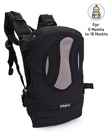 babyhug snuggle me 3 way baby carrier with adjustable protective hood  black