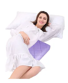 Get It 100% Cotton Wedge Pregnancy Pillow With Quilted Cover Removable Cover with Zip - Purple