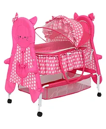 Kiddery Bella Baloo Baby Bassinet with Mosquito Net Protection - Pink