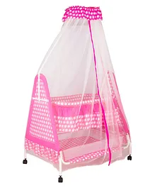 Kiddery Aurora Baby Cradle with Mosquito Protection Net - Pink