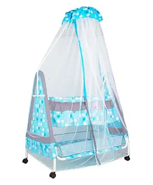 Kiddery Aurora Baby Cradle with Mosquito Protection Net - Blue