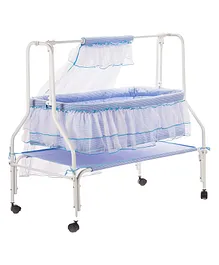 Kiddery Maia Cradle for Baby with Mosquito Protection Net - Blue