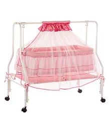 Kiddery Maia Cradle for Baby with Mosquito Protection Net - Pink