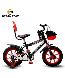 Urban Star 14T BMX Kids Bicycle For Boys & Girls with Training Wheels - Black & Red