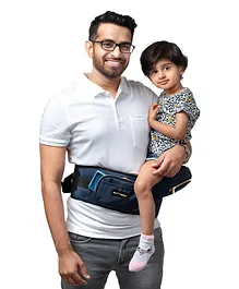 Butt Baby Navy Baby Carrier with Hip Seat & In-built Mini Diaper Bag - Navy