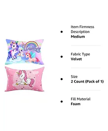 JARS Collections Velvet Baby Pillow For Sleeping Ultra Soft Toddler Pillow With Cartoon Print Pack of 2 - Multicolor