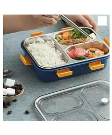 Akn Toys 3 Grid Insulated Stainless Steel Lunch Box - ( Colour May Vary )