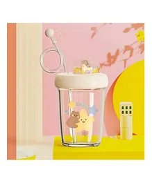 Elecart Bear Drinking Spinning Cup with Straw & Lid Sipper Cup for Toddlers Yellow - 390 ml