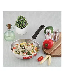 HAZEL Frying Pan Induction Base Aluminium Fry Pan Frypan With Handle Cooking Items For Kitchen 21.7 cm 1500 ml - Silver