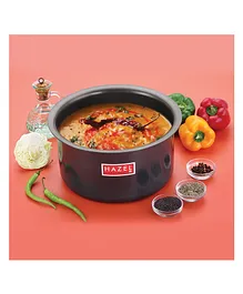 HAZEL Hard Anodised Tope Patila 3 mm Aluminium Anodized Boiling Vessels Bhagona Dekchi 12.5 cm 750 ml - Black