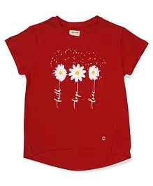 Gini And Jony Half Sleeves Daisy Graphic Printed Top - Red