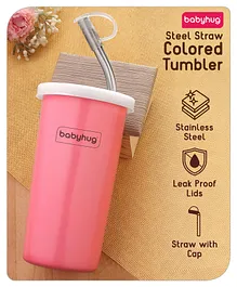 Babyhug Steel Straw Tumbler - 450 ml,
                              Pink| Diswasher Safe| Travel Lid &
                              Straw Lid| Food-Grade Material| For Hot
                              & Cold Beverages| Straw Cap|
                              Leak-Proof Design