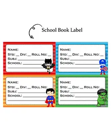 School Book Label Superhero Pack of 36- Multicolor