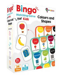 Popcorn Games & Puzzles Bingo Colours and Shapes Matching Game for Kids |Improves Focus & Concentration, Vocbulary & Listening Skills with 36 Tiles & 4 Boards- Multicolor