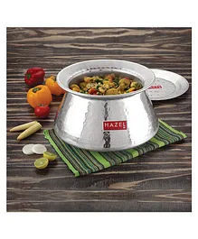 HAZEL Aluminium Hammered Finish Handi With Lid Biryani Rice Cooking Pot Degri Tope Patila Vessel Silver - 5000 ml