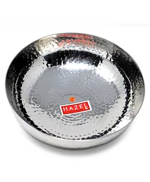 HAZEL Stainless Steel Hammered Tone Kadai Tasra - Silver