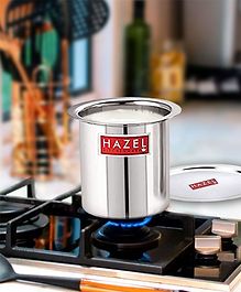 HAZEL Steel Milk Pot with Lid Stainless Steel Milk Boiler Container Milk Boiling Vessel Gunj for Kitchen Silver - 900 ml