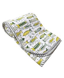 Almitra Sustainables Fish Tales  Hand Block Printed Muslin Blanket- 1 Quantity