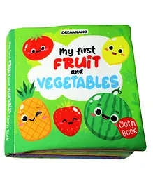 Dreamland Baby My First Cloth Book Fruit and Vegetables with Squeaker and Crinkle Paper Cloth Books - English