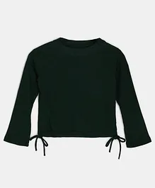 Chipbeys Full Bell Sleeves Rib Fabric Top - Green