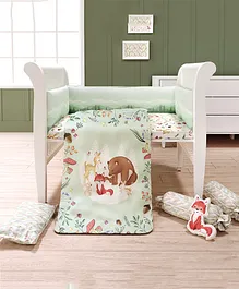Fancy Fluff 7 Pc Organic Baby Cot Bedding Set Woodland - Multicolor