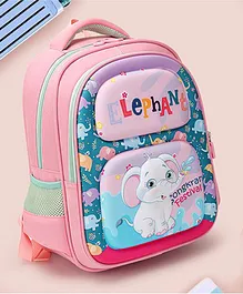 Little Hunk Elephant Design 3D Graphic Adjustable strap classic School Bag - 14 inches