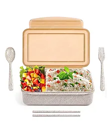 FunBlast Compartment Lunch Box with Spoon Fork and Chopsticks - Multicolour