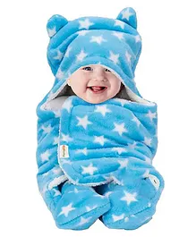 OyO Baby 3-in-1 Fleece Hooded Baby Blanket Wrappers - Blue