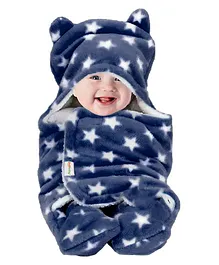 OyO Baby Hooded Baby Blanket Wrapper i- Dark Blue