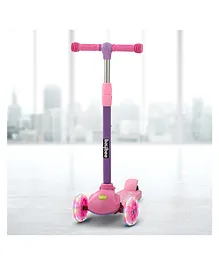 Baybee Blaze Storm 3 Wheel Skate Scooter with 3 Height Adjustable Handle Runner Scooter & PU LED Wheels & Brake - Pink