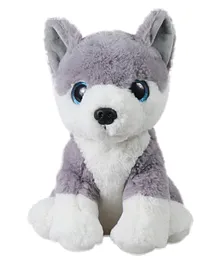 Mirada Plush Stuffed Animal Grey Cute Husky Dog Soft Toy with Glitter Eyes - Height 25 cm