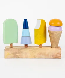 GrapplerTodd Wooden Icecream Stacking Toy- Multicolour