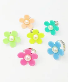 Lime By Manika Set Of 6 Flower Applique Rings - Multi Colour