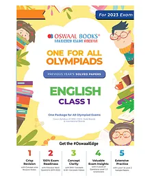 Oswaal Books One For All Olympiad Previous Years Solved Papers Class 1 English Book - English