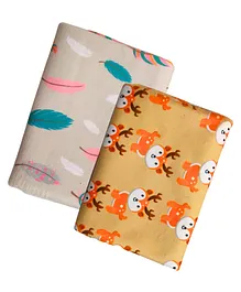 AHC ZIKKU Printed Dry Sheet for Baby Newborn Bed Protector Waterproof Mat Quick Absorbency Combo (Small (70 X 50 cms) Leaf & Deer Print )