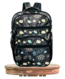 KARBD School Bag Backpack for Kids Doodle Art Design Black - Height 15 Inches