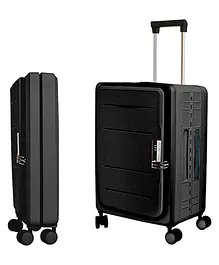 Collapsible Check In Sold ABS Trolley Luggage Bag - Black