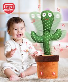 Play Nation Dancing Cactus USB Charging Musical Talking Toy- 32 cm| Singing, Wriggling, Voice Recording and Repeats What You Say Toy for 2-4 Years Kids| Children Playing Home Decor Gifting Toy| BIS Certified