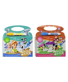 Asera Fairy Tale and Mickey Mouse Theme Reusable Magic Water Painting Book - Multicolor