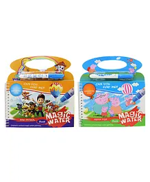 Asera Paw Patrol and Pig Theme Reusable Magic Water Painting Book - Multicolor