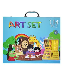 Happy Hues Art Supplies- Drawing Art Kit For Kids & Adults Art Set Includes Crayons Colored Pencils Watercolor Pens Watercolor Cakes & More Gifts For Girls Boys Artist Blue - 114 Pieces