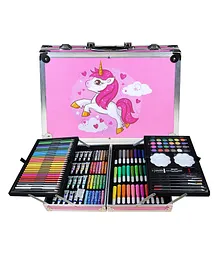Happy Hues Professional Art Set Drawing Painting Sketching Coloring Set All In 1 Art Set Includes Oil Pastels Colored Pencils & Pens Watercolors & More Unicorn Design Aluminium Case - 145 Pieces