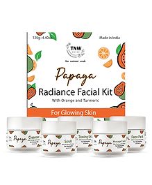 TNW The Natural Wash Papaya Facial Kit with Papaya and Jojoba Oil With Orange and Turmeric Extracts For De Pigmentation For Glowing Skin - 125 g