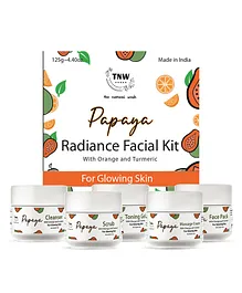 TNW The Natural Wash Papaya Facial Kit with Papaya and Jojoba Oil With Orange and Turmeric Extracts For De Pigmentation For Glowing Skin - 125 g