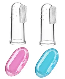 Kritiu Silicone Fingure Brush With Case Pack Of 2 - Pink & Blue
